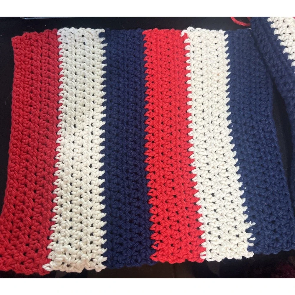 HANDMADE SET OF 2 CROCHET COTTON DISH CLOTHS OR WASH CLOTHS APPROX 10x11